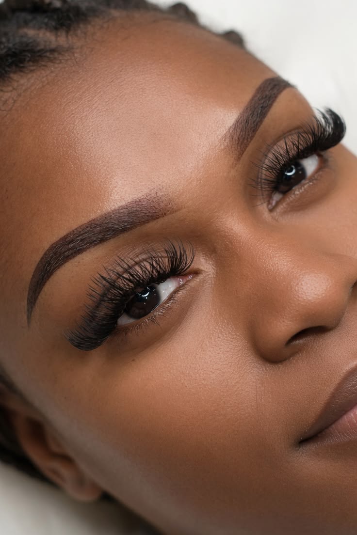 Close-up of full, defined brows on a client